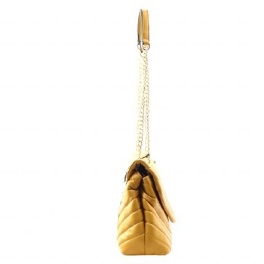 NEW Fall Collection - Mustard Yellow Shoulder Handbag - Gold Toned Chain Straps - Picture 7 of 7